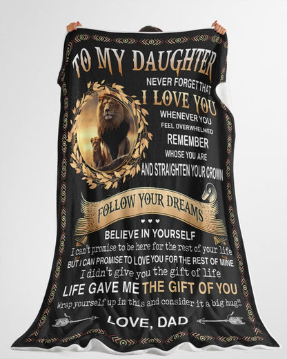 BLANKET FOR DAUGHTER – COMFORT & WARMTH GIFT FROM DAD Sherpa Fleece Quilt Blanket NTTD00 (SKUB11-BLK-12)