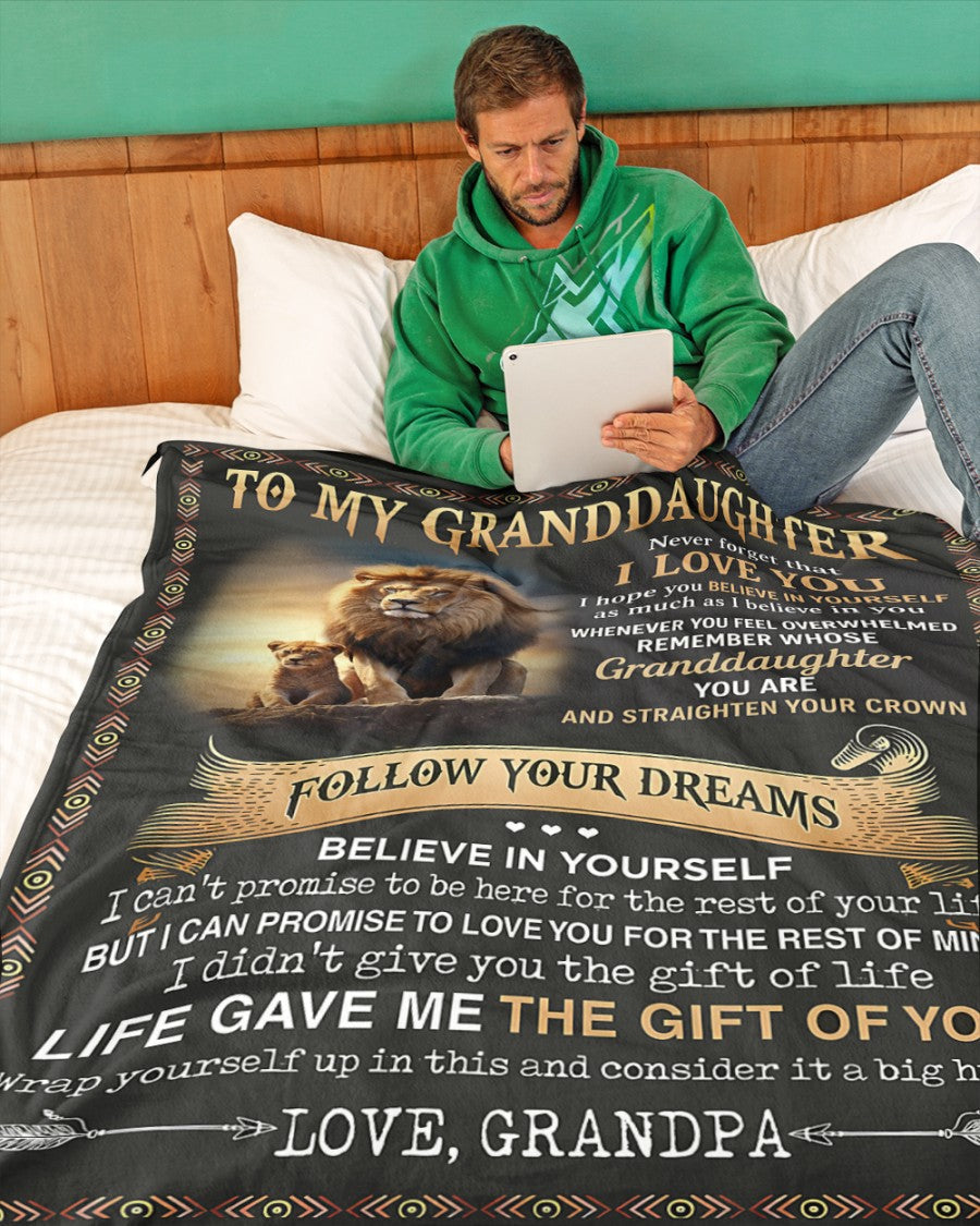 BLANKET FOR GRANDDAUGHTER – COMFORT & WARMTH GIFT FROM GRANDPA  Sherpa Fleece Quilt Blanket NTTD00 (SKUB11-BLK-15)