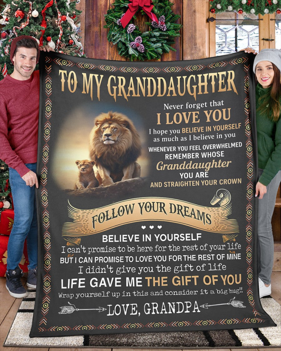 BLANKET FOR GRANDDAUGHTER – COMFORT & WARMTH GIFT FROM GRANDPA  Sherpa Fleece Quilt Blanket NTTD00 (SKUB11-BLK-15)