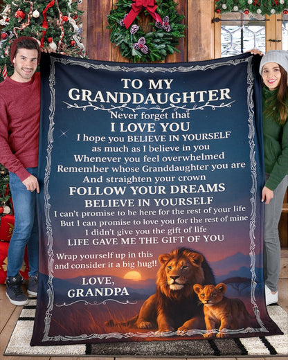 BLANKET FOR GRANDDAUGHTER – COMFORT & WARMTH GIFT FROM GRANDPA  Sherpa Fleece Quilt Blanket NTTD00 (SKUB11-BLK-16)