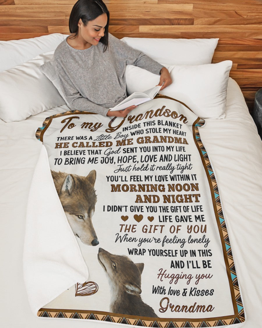 Special Gift For Grandson From Grandma - Fleece Sherpa Quilt Blanket (SKU2607-239)