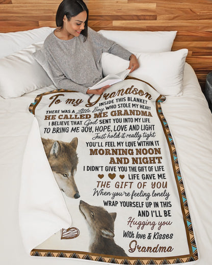 Special Gift For Grandson From Grandma - Fleece Sherpa Quilt Blanket (SKU2607-239)