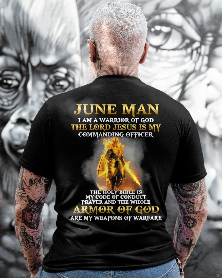 JUNE MAN - I AM A WARRIOR OF GOD THE LORD JESUS IS MY - T Shirt For Strongman - TRNN06 (SKU26T-01281-06)