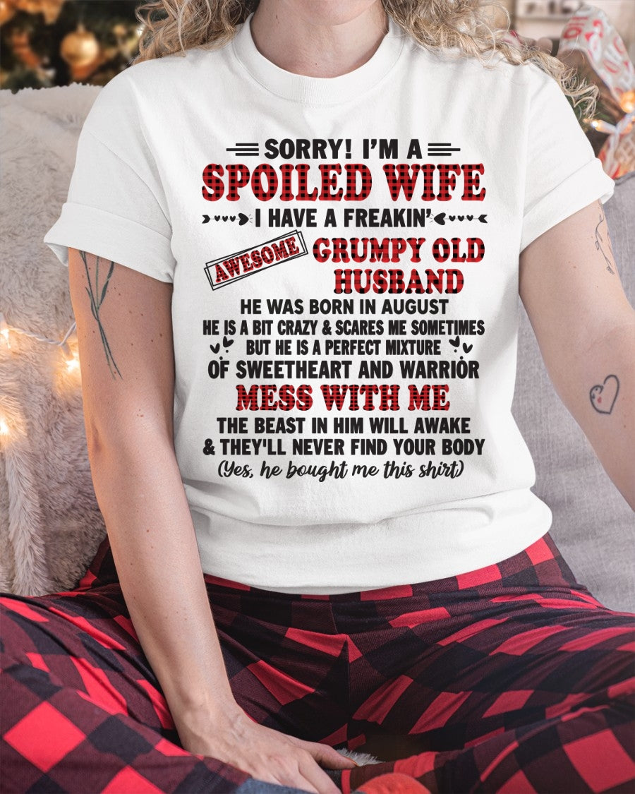 August - Spoiled Wife of Grumpy Old Husband - Special Gift For Your Wife From Husband - TRNN08 (SKU12-111-08)