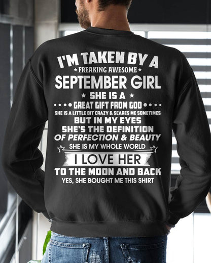 SEPTEMBER - I'M TAKEN BY A FREAKING AWESOME SEPTEMBER GIRL SHE IS A GREAT GIFT FROM GOD - FROM WIFE - TRNN09 (SKU26T-01259-09)