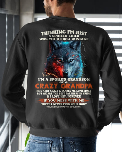 THINKING I'M JUST A SPOILED CHILD OF CRAZY GRANDPA - T Shirt From Grandpa to Grandson - TRNN00 (SKU26T-01-43-00)
