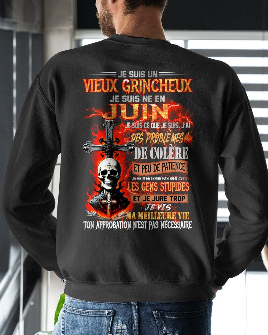 Je Suis Un Vieux Grincheux Né en Juin – T-Shirt Homme Fort Caractère - TRNN06 (SKU26T-01141-06)