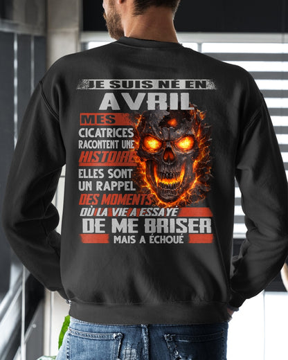 Je Suis Né en Avril – Mes Cicatrices Racontent Une Histoire | T-Shirt Homme Fort - TRNN04 (SKU26T-01175-04)