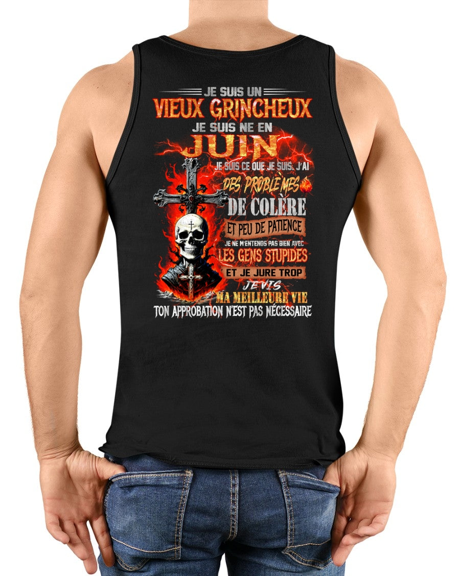 Je Suis Un Vieux Grincheux Né en Juin – T-Shirt Homme Fort Caractère - TRNN06 (SKU26T-01141-06)