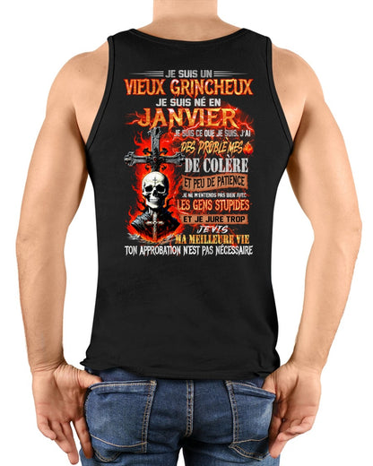 Je Suis Un Vieux Grincheux Né en Janvier – T-Shirt Homme Fort Caractère - TRNN01 (SKU26T-01141-01)