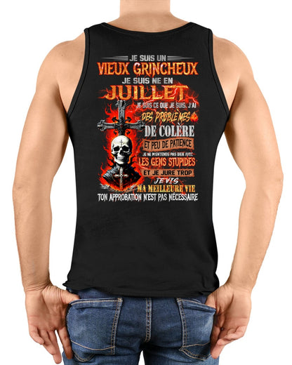Je Suis Un Vieux Grincheux Né en Juillet – T-Shirt Homme Fort Caractère - TRNN07 (SKU26T-01141-07)
