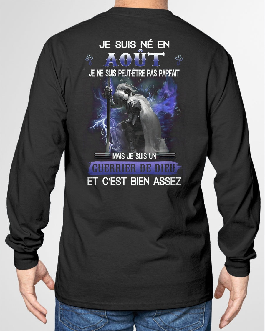 JE SUIS NÉ EN AOÛT - JE SUIS UN GUERRIER DE DIEU | T-Shirt Homme Fort - TRNN08 (SKU26T-01247-08)
