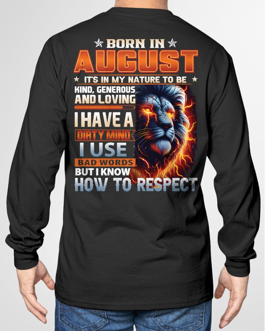 AUGUST - DIRTY MIND BUT KNOWS RESPECT - T SHIRT FOR STRONGMAN - TRNN08 (SKU08-84-08)