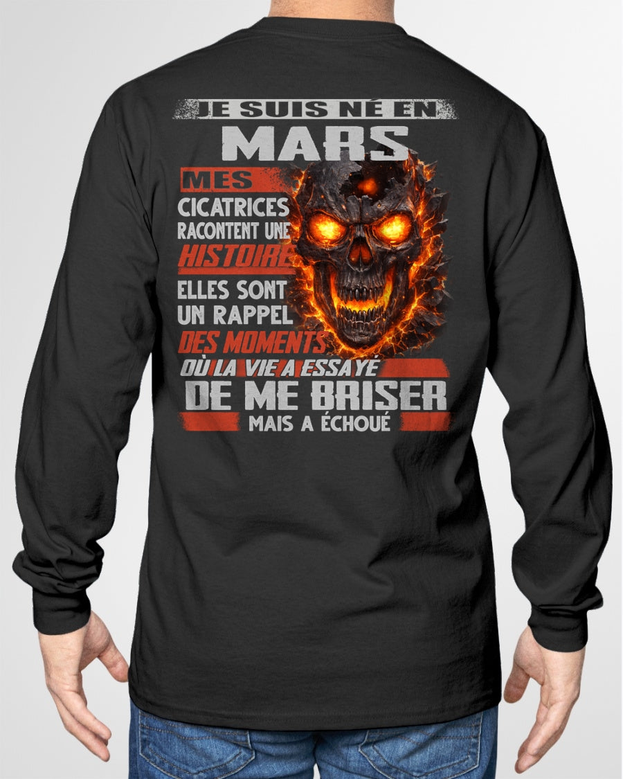 Je Suis Né en Mars – Mes Cicatrices Racontent Une Histoire | T-Shirt Homme Fort - TRNN03 (SKU26T-01175-03)