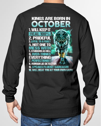 OCTOBER – Kings Are Born, Strong Like Wolves, Loyal To The Core - T Shirt For Strongman - TRNN10 (SKU2602-124-10)
