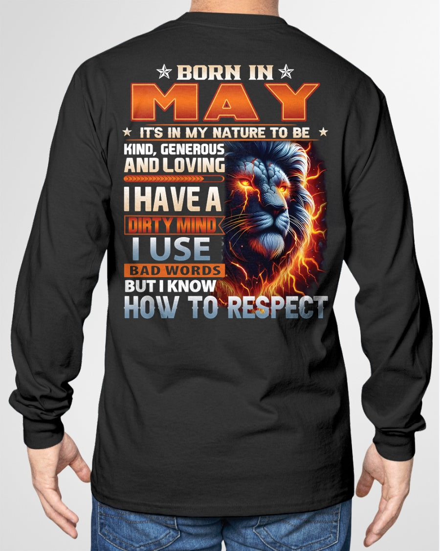 MAY - DIRTY MIND BUT KNOWS RESPECT - T SHIRT FOR STRONGMAN - TRNN05 (SKU08-84-05)