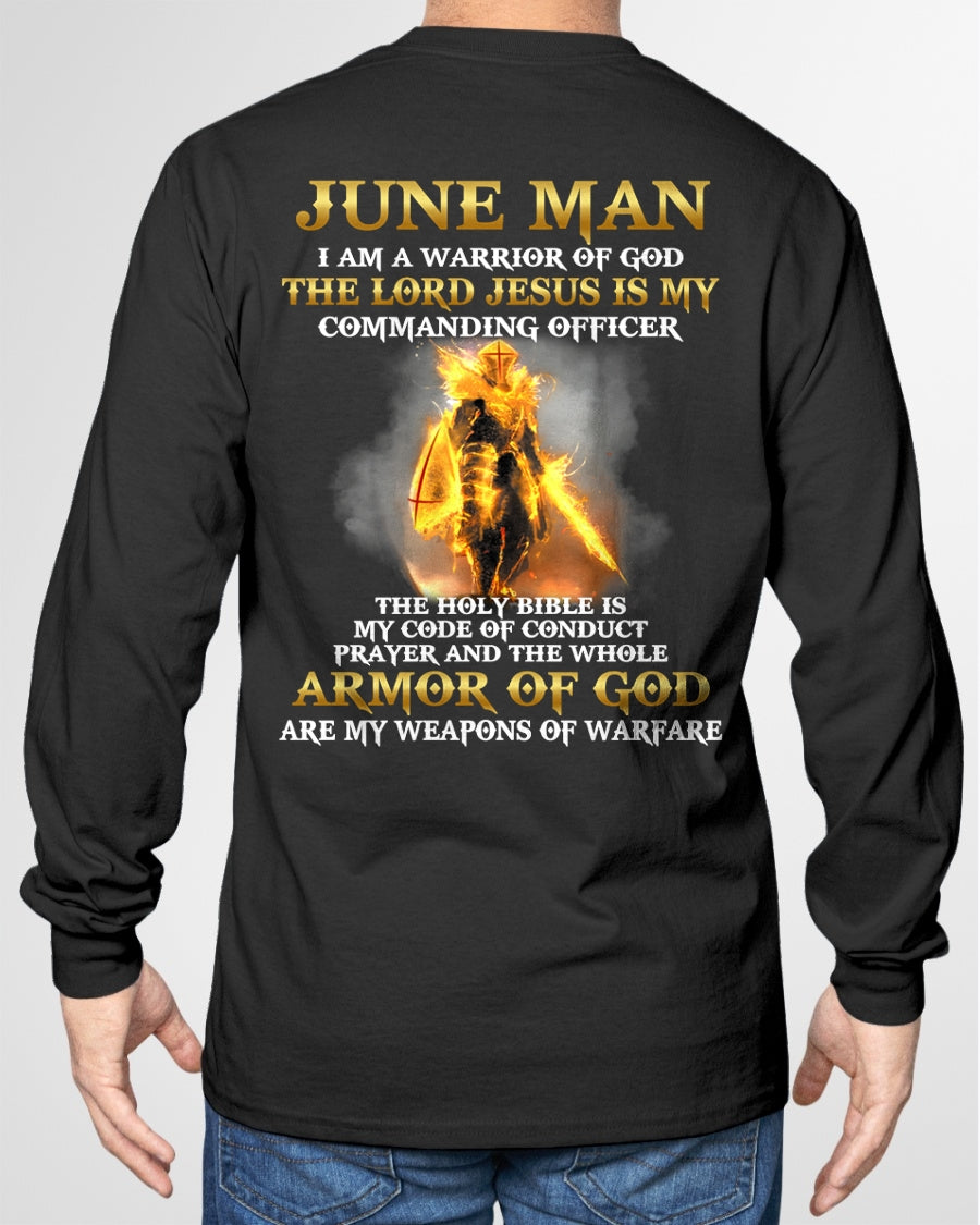 JUNE MAN - I AM A WARRIOR OF GOD THE LORD JESUS IS MY - T Shirt For Strongman - TRNN06 (SKU26T-01281-06)