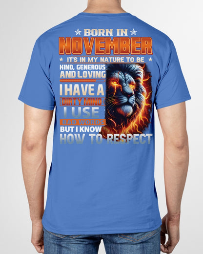 NOVEMBER - DIRTY MIND BUT KNOWS RESPECT - T SHIRT FOR STRONGMAN - TRNN11 (SKU08-84-11)