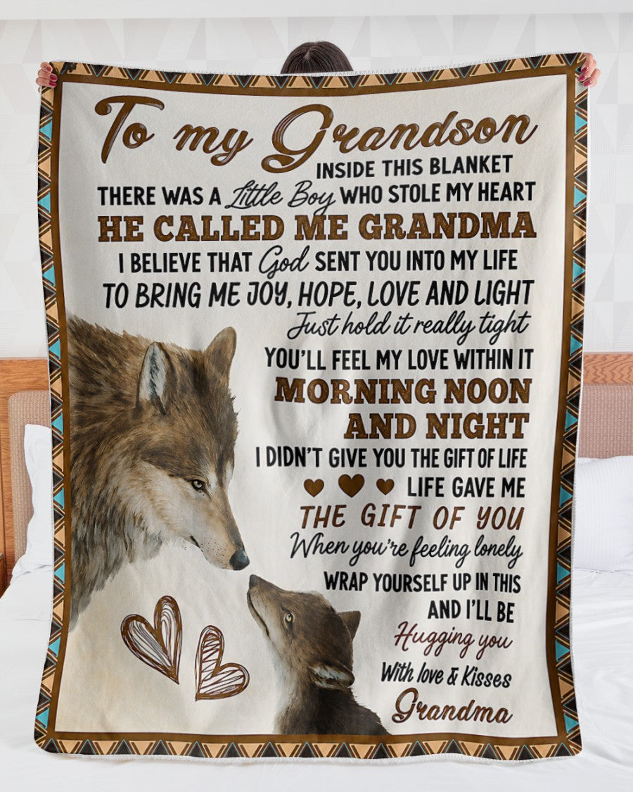 Special Gift For Grandson From Grandma - Fleece Sherpa Quilt Blanket (SKU2607-239)