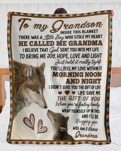 Special Gift For Grandson From Grandma - Fleece Sherpa Quilt Blanket (SKU2607-239)