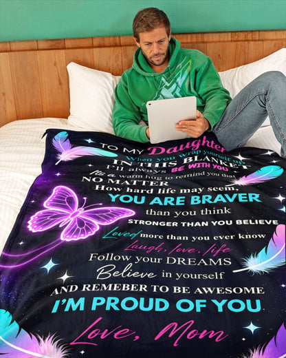 Special For Beautiful Daughter Gift Blanket - From Mom (SKU2606-136)