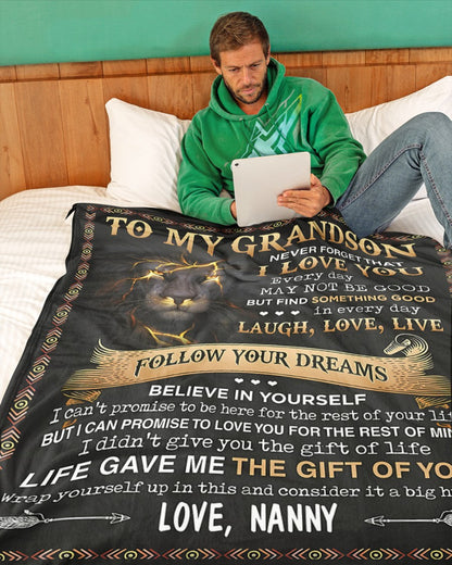 Special Gift For Your Grandson Blanket - From NANNY (SKU-CHAU-B07)