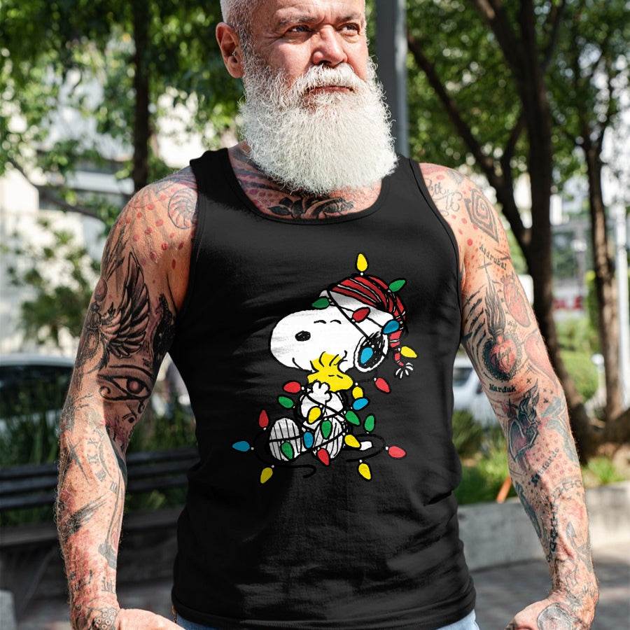 Peanuts - Snoopy Woodstock Christmas Lights T-Shirt - Christmas Unisex T-Shirt/Hoodie/Sweatshirt - TRNN00