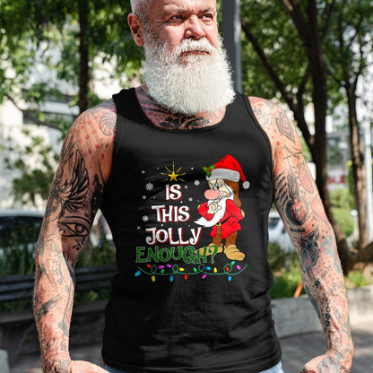 Is This Jolly Enough Grumpy Elf Pajama Christmas Lights T-Shirt - Christmas Unisex T-Shirt/Hoodie/Sweatshirt - TRNN00