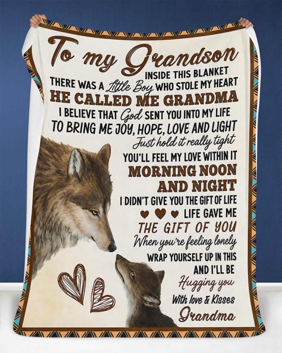 Special Gift For Grandson From Grandma - Fleece Sherpa Quilt Blanket (SKU2607-239)