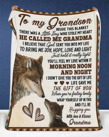 Special Gift For Grandson From Grandma - Fleece Sherpa Quilt Blanket (SKU2607-239)
