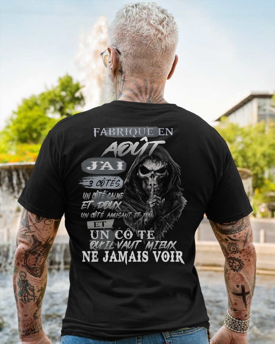 Fabriqué en Août – J’ai 3 Côtés | T-Shirt Homme Caractère Fort - TRNN08 (SKU26T-01174-08)