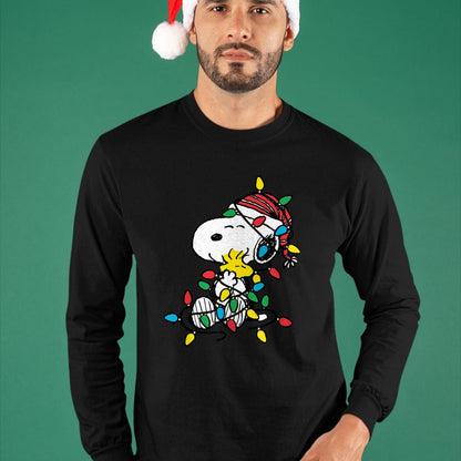 Peanuts - Snoopy Woodstock Christmas Lights T-Shirt - Christmas Unisex T-Shirt/Hoodie/Sweatshirt - TRNN00