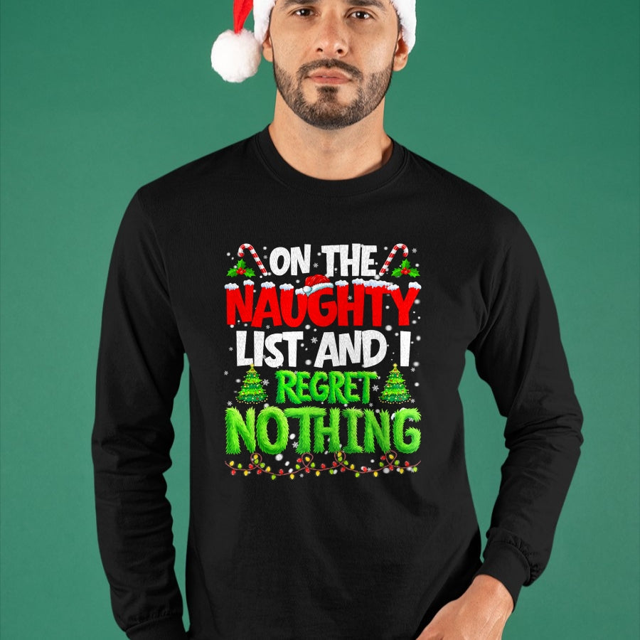 On The Naughty List and Regret Nothing Pjs Christmas Xmas Ki T-Shirt - Christmas Unisex T-Shirt/Hoodie/Sweatshirt - TRNN00
