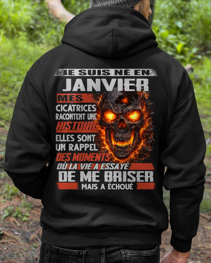 Je Suis Né en Janvier – Mes Cicatrices Racontent Une Histoire | T-Shirt Homme Fort - TRNN01 (SKU26T-01175-01)