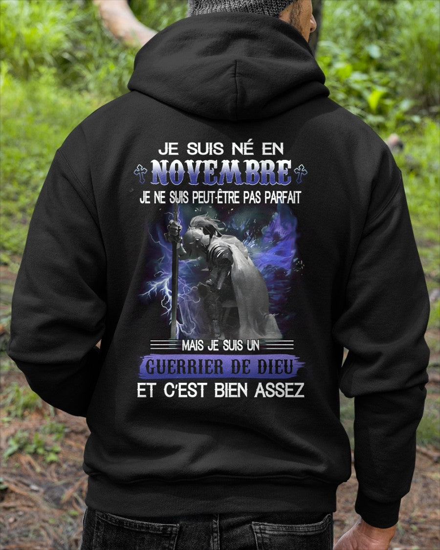 JE SUIS NÉ EN NOVEMBRE - JE SUIS UN GUERRIER DE DIEU | T-Shirt Homme Fort - TRNN11 (SKU26T-01247-11)
