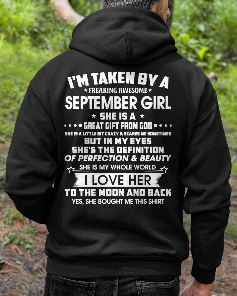 SEPTEMBER - I'M TAKEN BY A FREAKING AWESOME SEPTEMBER GIRL SHE IS A GREAT GIFT FROM GOD - FROM WIFE - TRNN09 (SKU26T-01259-09)