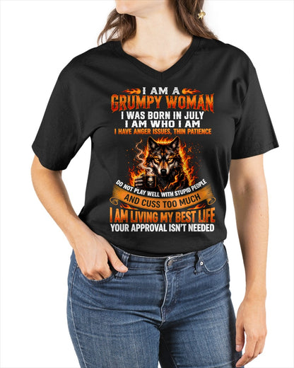 JULY - I AM WHO I AM - BIRTHDAY T-SHIRT FOR WOMEN - TRNN07 (SKU2607-206-07)