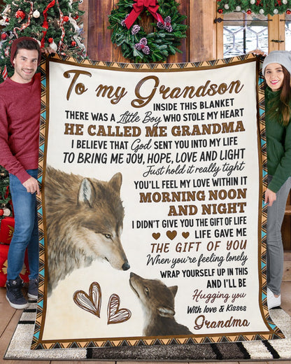 Special Gift For Grandson From Grandma - Fleece Sherpa Quilt Blanket (SKU2607-239)