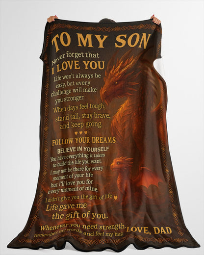 BLANKET FOR SON - GIFT FROM DAD - COMFORT & WARMTH GIFT NTTD00 (SKUB-DAD-DT00)
