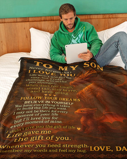 BLANKET FOR SON - GIFT FROM DAD - COMFORT & WARMTH GIFT NTTD00 (SKUB-DAD-DT00)