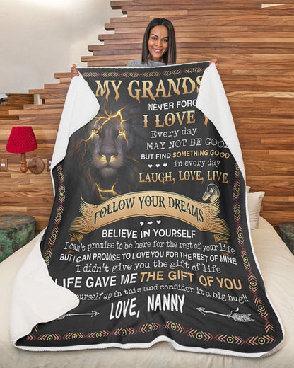 Special Gift For Your Grandson Blanket - From NANNY (SKU-CHAU-B07)