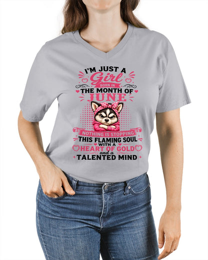 JUNE - NOTHING IS STOPPING THIS FLAMING SOUL - Birthday T Shirt For Woman - TRNN06 (SKU2605-66-06)