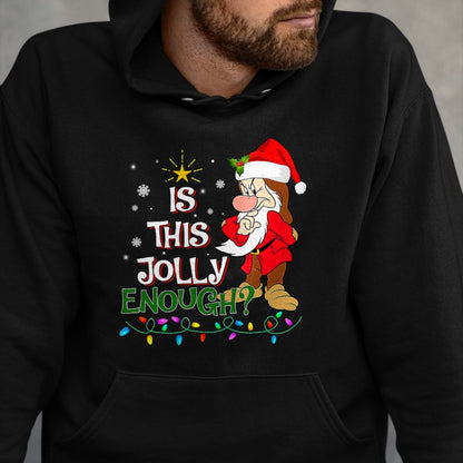 Is This Jolly Enough Grumpy Elf Pajama Christmas Lights T-Shirt - Christmas Unisex T-Shirt/Hoodie/Sweatshirt - TRNN00