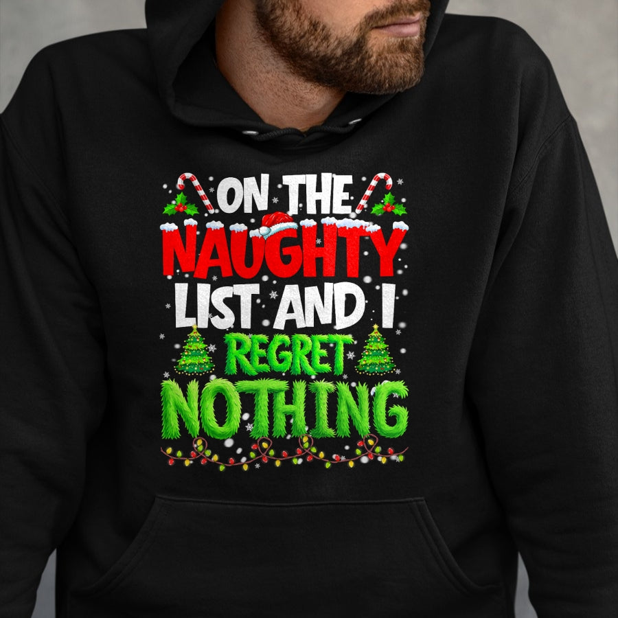 On The Naughty List and Regret Nothing Pjs Christmas Xmas Ki T-Shirt - Christmas Unisex T-Shirt/Hoodie/Sweatshirt - TRNN00