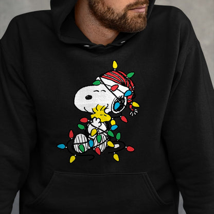 Peanuts - Snoopy Woodstock Christmas Lights T-Shirt - Christmas Unisex T-Shirt/Hoodie/Sweatshirt - TRNN00