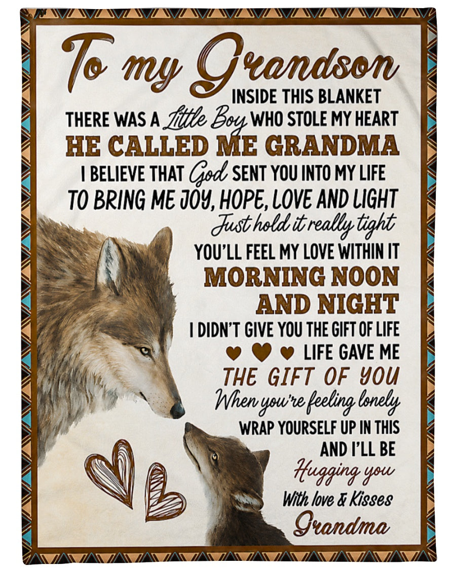 Special Gift For Grandson From Grandma - Fleece Sherpa Quilt Blanket (SKU2607-239)