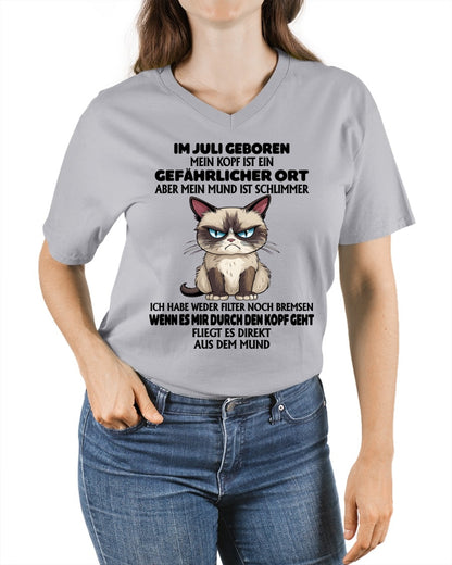JULI – MEIN KOPF IST EIN GEFÄHRLICHER ORT – GEBURTSTAGS-T-SHIRT FÜR FRAUEN - DEU/TRNN07 (SKU2605-382-07)
