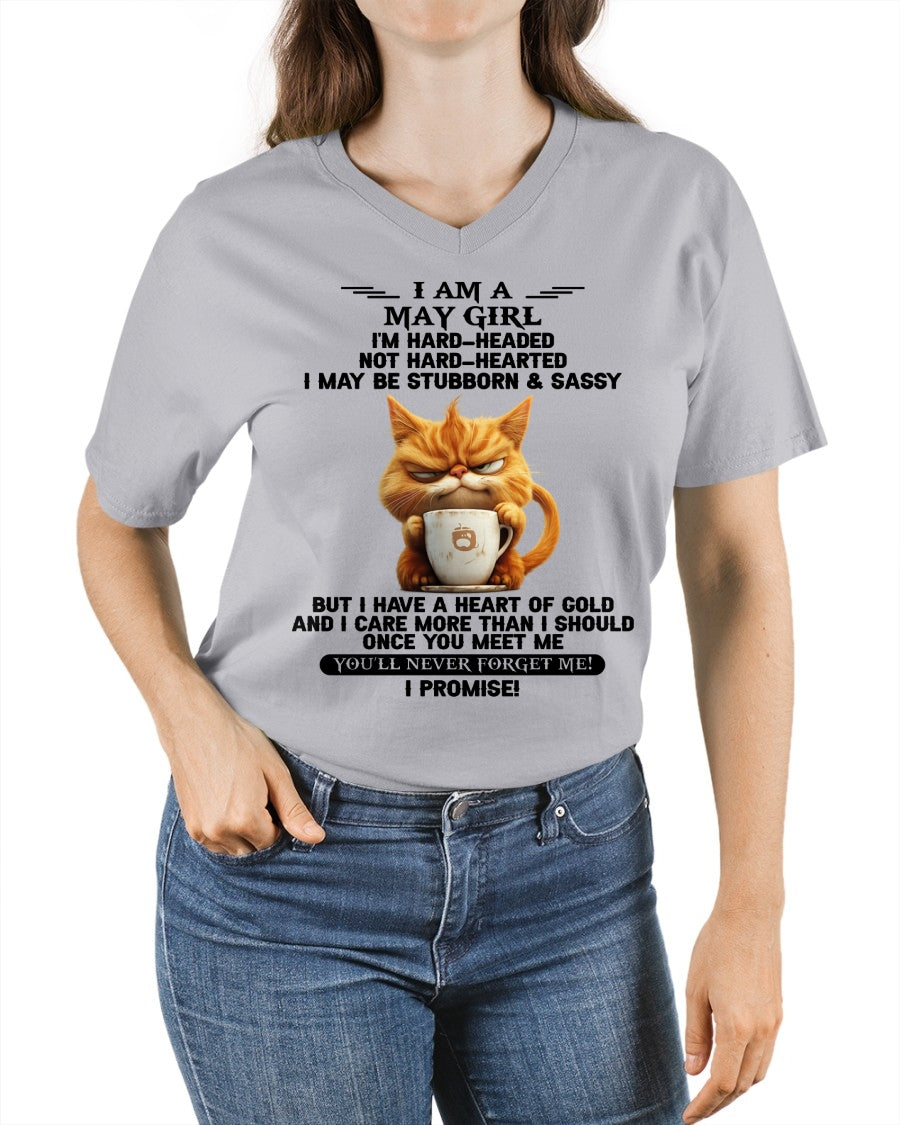 MAY - I'M HARD-HEADED NOT HARD-HEARTED - Birthday T Shirt For Woman - TRNN05 (SKU2604-232-05)