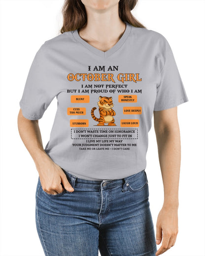OCTOBER - I AM A GIRL - BIRTHDAY GIFT T-SHIRT FOR WOMEN - TRNN10 (SKU26T-01-62-10)