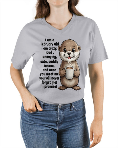 FEBRUARY - A Little Crazy, Sassy, Loud & Impossible To Forget - BIRTHDAY GIFT T-SHIRT FOR WOMEN - TRNN02 (SKU2602-221-02)